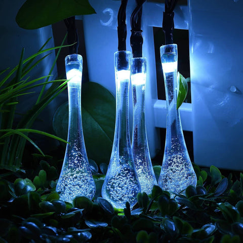 Solar String lights, 25.7Ft 40 LED Water Drop Solar Powered Lights with 8 Modes - famlighting