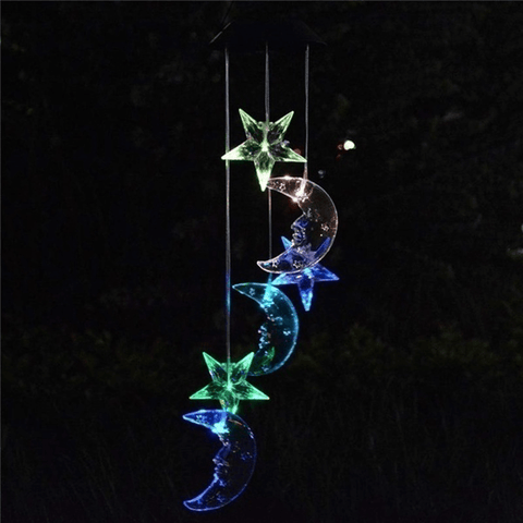 Color Changing Solar Power Wind Chime Crystal Ball Hummingbird Butterfly Waterproof Outdoor Windchime Light For Patio Yard Garde