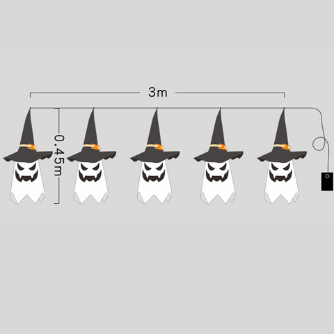 size of hanging witch hats with lights