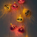 Halloween Lights String 9FT Batteries Powered Purple and Gold Pumpkin Lights with 15 LED Indoor Decoration